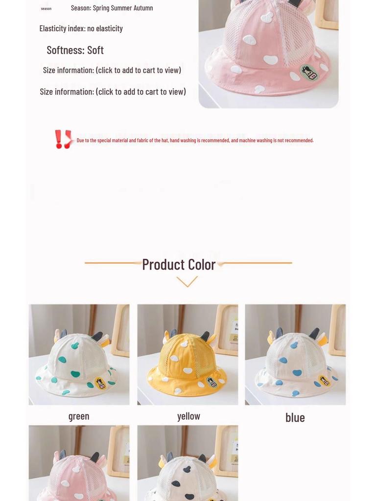 Infant Fisherman Sun Hat - Cute Spring & Autumn Bucket Hat for Boys & Girls