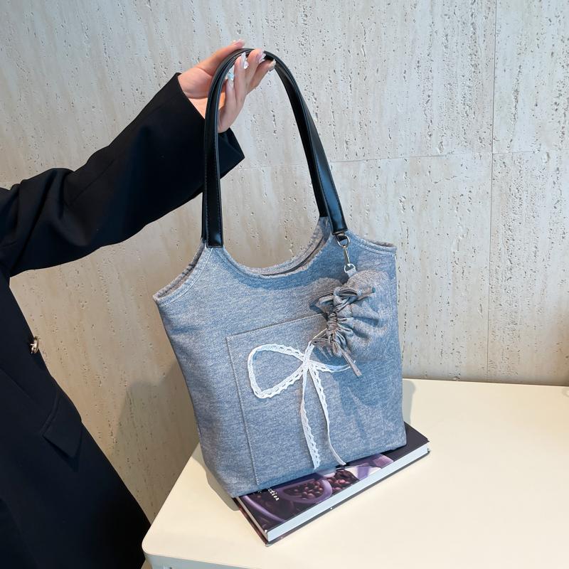 Damen-Tragetaschen mit Schleife, neue Mode, große Kapazität, Canvas, Umhängetaschen für Pendler, für Partys und Urlaub