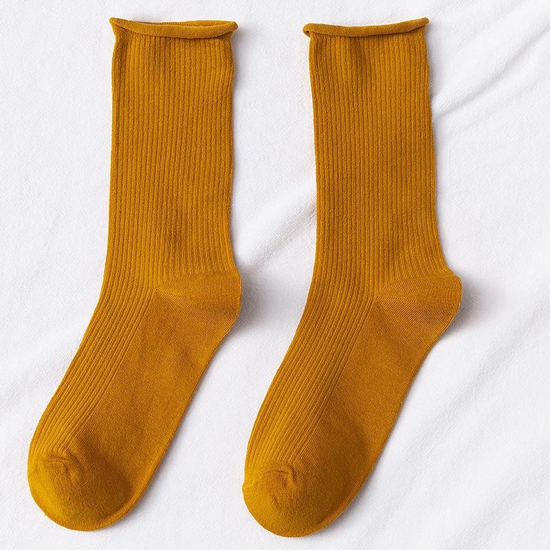 Colorful Women's Mid-Calf Candy Color Cotton Socks - Versatile for Spring and Autumn, Sporty and Over-the-Knee.