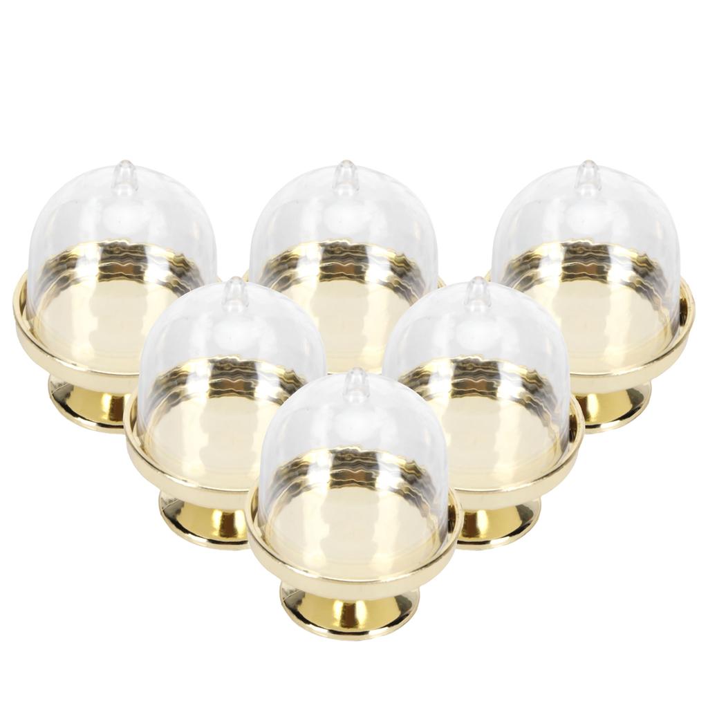 12er Set Mini Süßigkeitenbox Kuchenständer Cupcake Süßigkeiten Präsentationsplatte mit Deckel PartyzubehörBoden Gold