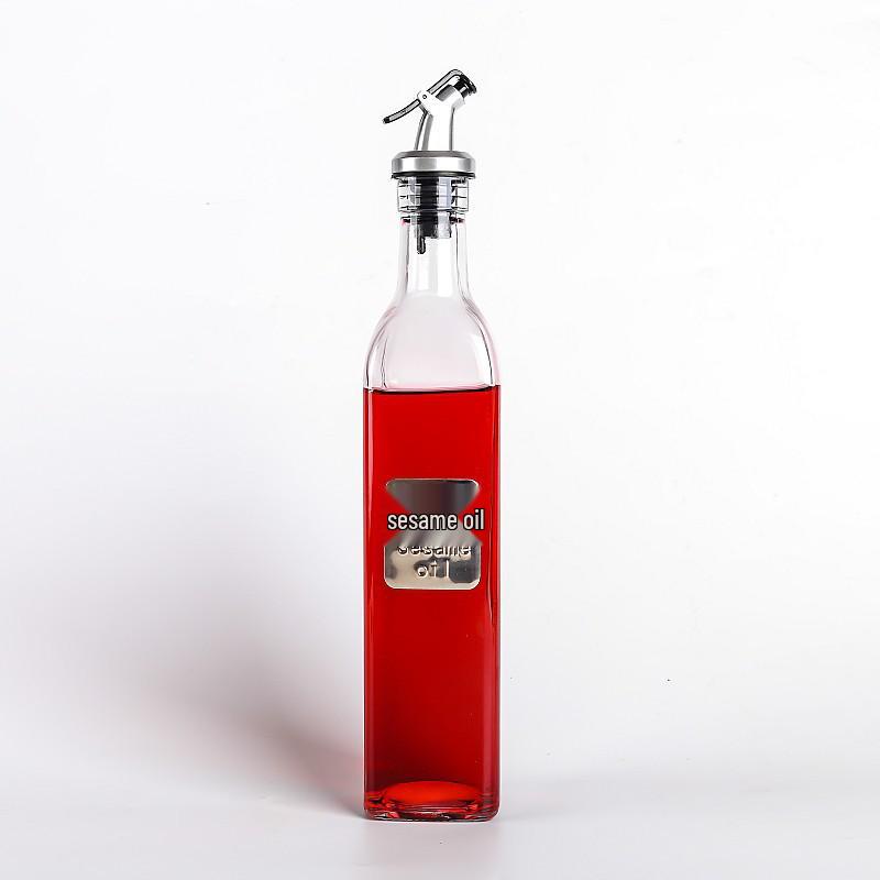 Leak-Proof Glass Oil Bottle - Kitchen Seasoning Container for Soy Sauce, Vinegar, or Wine, Customizable with Logo