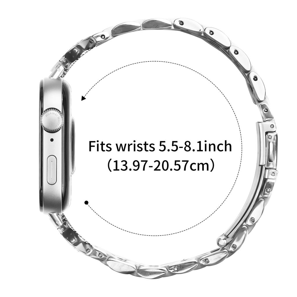 Ремінець для годинника Huawei Watch Fit 4 Pro/Fit 4/Fit 3, сім ланок, з нержавіючої сталі, зі стразами, з'єднувач у стилі бичачого рогу