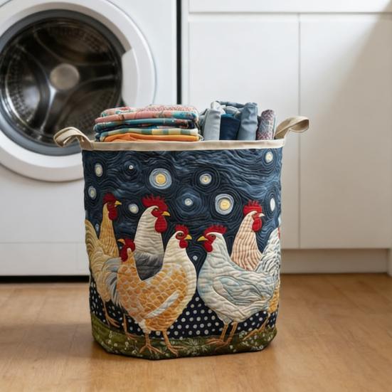 Quilted Laundry Basket Fabric Floral Storage Basket with Handles Boho Clothes Basket for Laundry Nursery Bedroom Garments Kids Toys