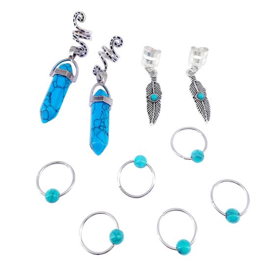 10Pcs Braid Hair Buckles, Feather Style Dreadlocks Hair Accessories, Alloy Open Design Braid Hair Clips for Thin Thick Multi-Strand Braids