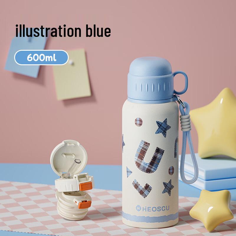 HEOSCU 316 Stainless Steel Insulated Straw Water Bottle