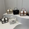 Stylish 2024 Korean Vintage Women's Handbag Chic Color Block Small Shoulder Bag