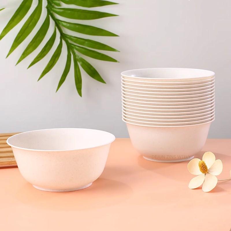 20pcs Disposable Bowl Food Grade Thickened High Temperature Rice Bowl Household High Quality Noodle Bowl Rice Husk Tableware