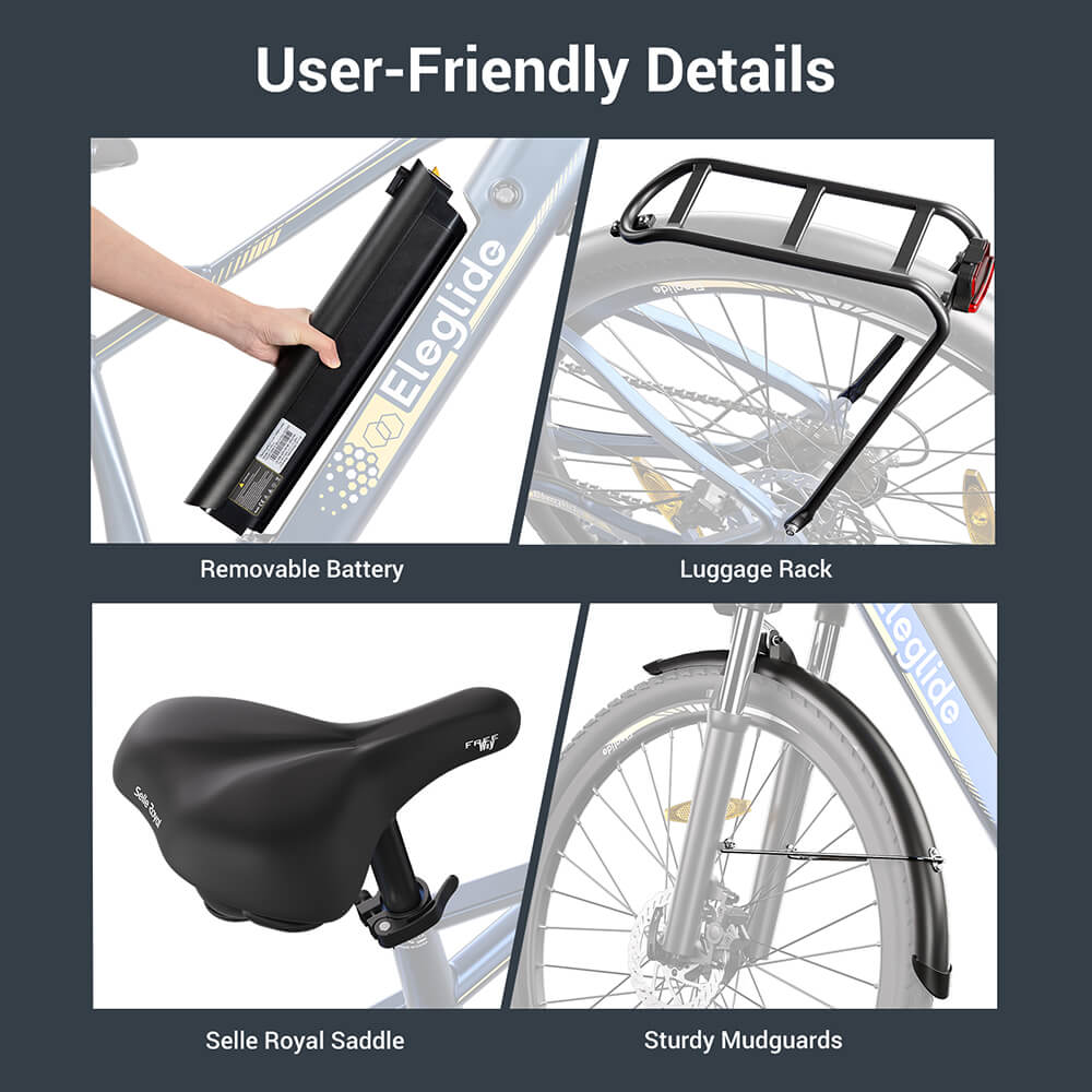 Eleglide C1 Trekking Bike with 250W Mid-Drive Motor, 27.5in Wheels, 522Wh Battery, 150km Range, Hydraulic Suspension & Hydraulic Disc Brakes (Blue)