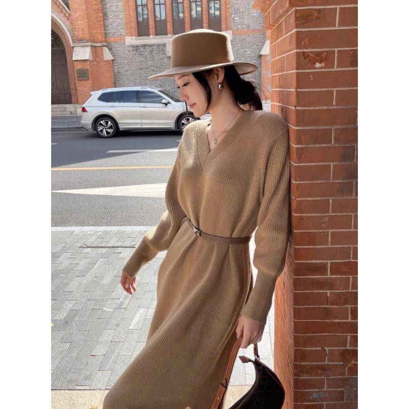 High-end Light Luxury Socialite Sexy Fashion Royal Sister Casual Retro Dress Long Sweater Women's Autumn and Winter