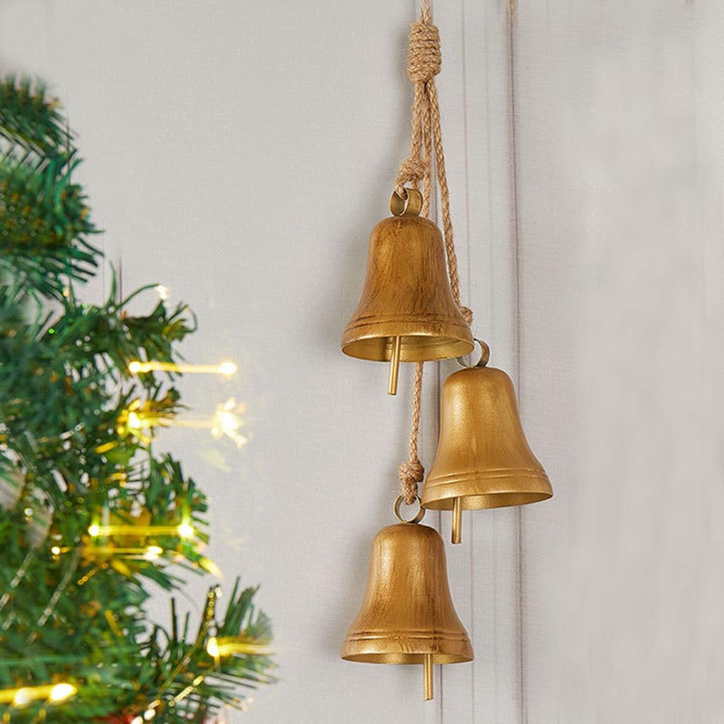 Christmas Bell Strings Pendant Gold Vintage Cow Bell Christmas Tree Decoration