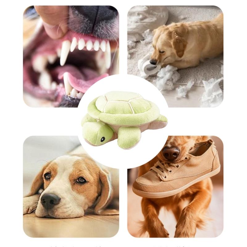 Squeaking Plush Turtles Toy for Dog Chew Stuffed Animal Engagement Teething Toy for Various Breeds Indoor Entertainment