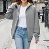 Women's Fashion Solid-Colour Thickened Hooded Sweatshirt With Zip-Up Fleece-Lined Sports Jacket