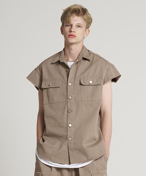 Tener Dekki Vintage Sleeveless Shirt Khaki F