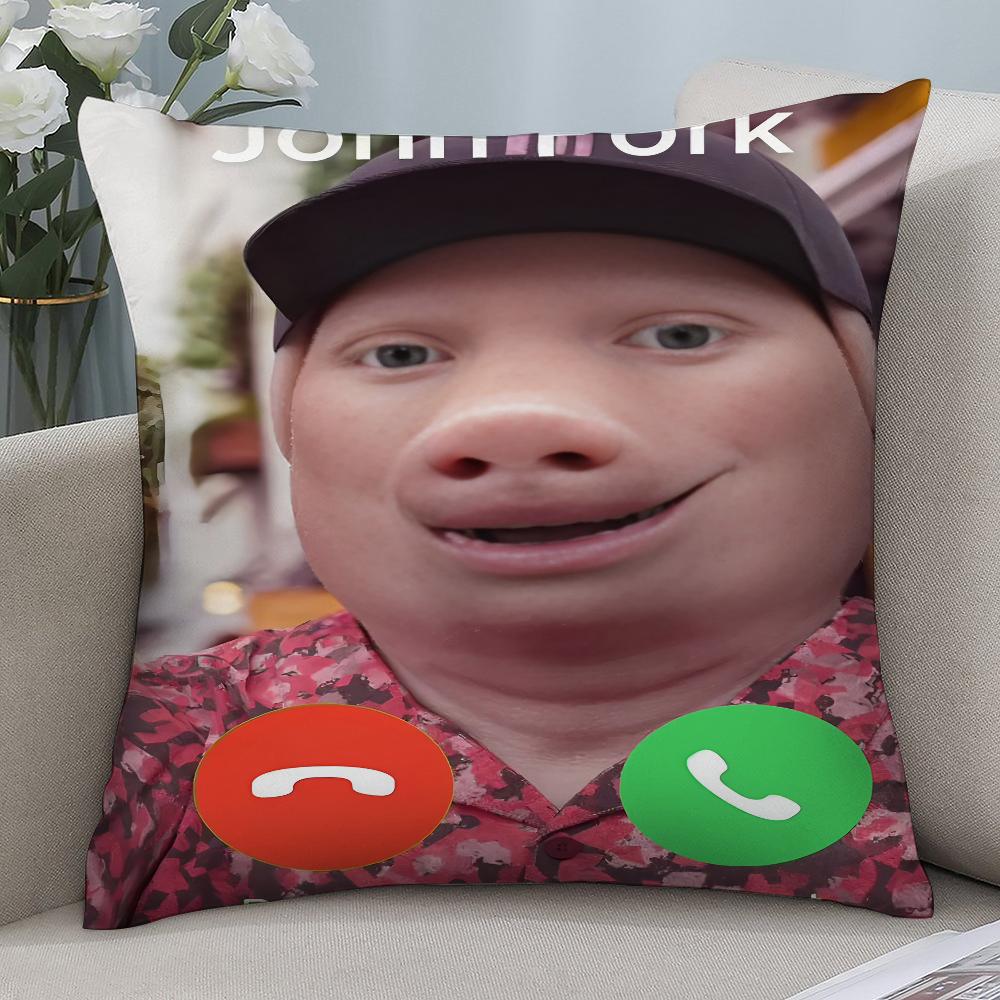 John Pork Is Calling Pillow Case 3D Print Polyester Fiber 40*40 Cm Home Sofa Throw Pillow Cover Decoration Festival Gift