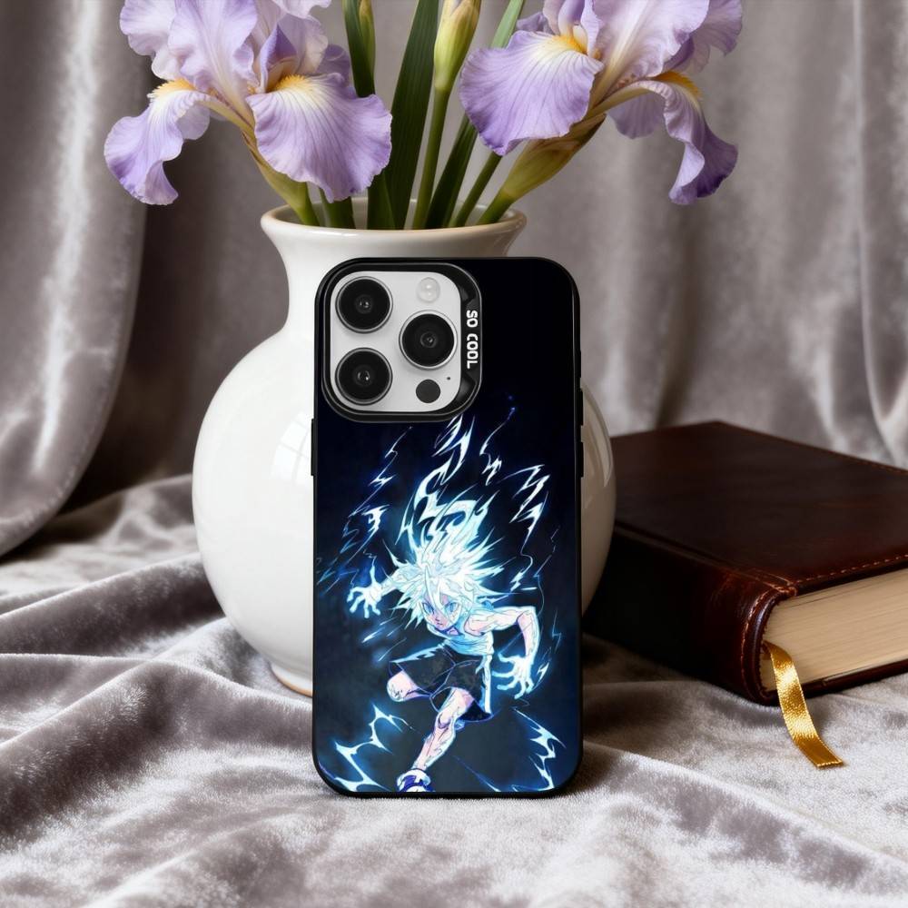 K-Killua Z-Zoldyck H-Hunter X Hunter Phone Case For iPhone17,16,15,14,13,12,11 Plus,Pro Max Black Candy silver phone case