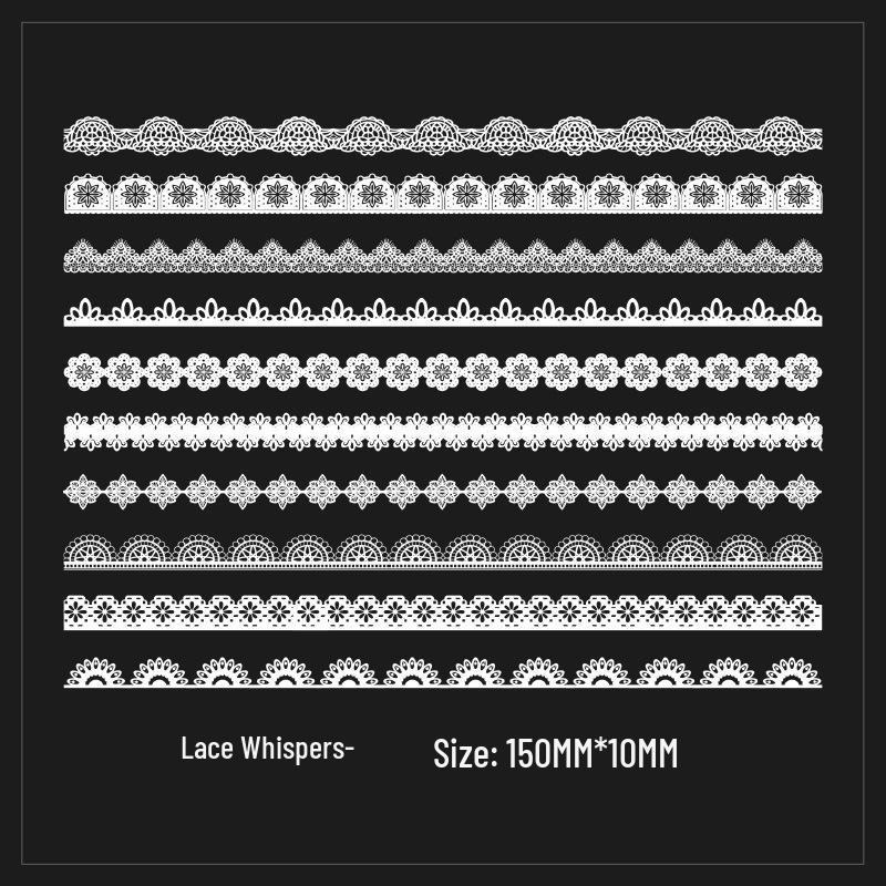 Girly Heart PET Retro Lace Journal Border Stickers