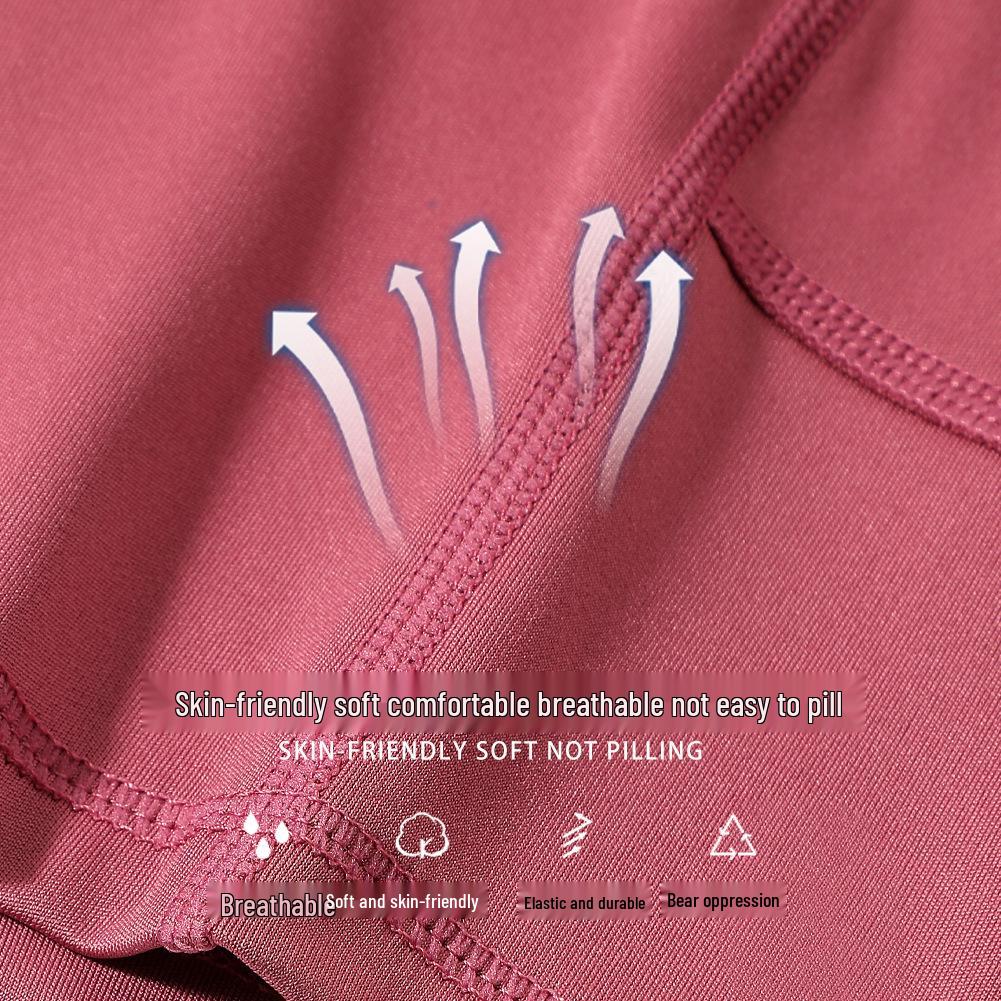 Women's Quick Dry High Waist Yoga Shorts with Side Pocket in Peach