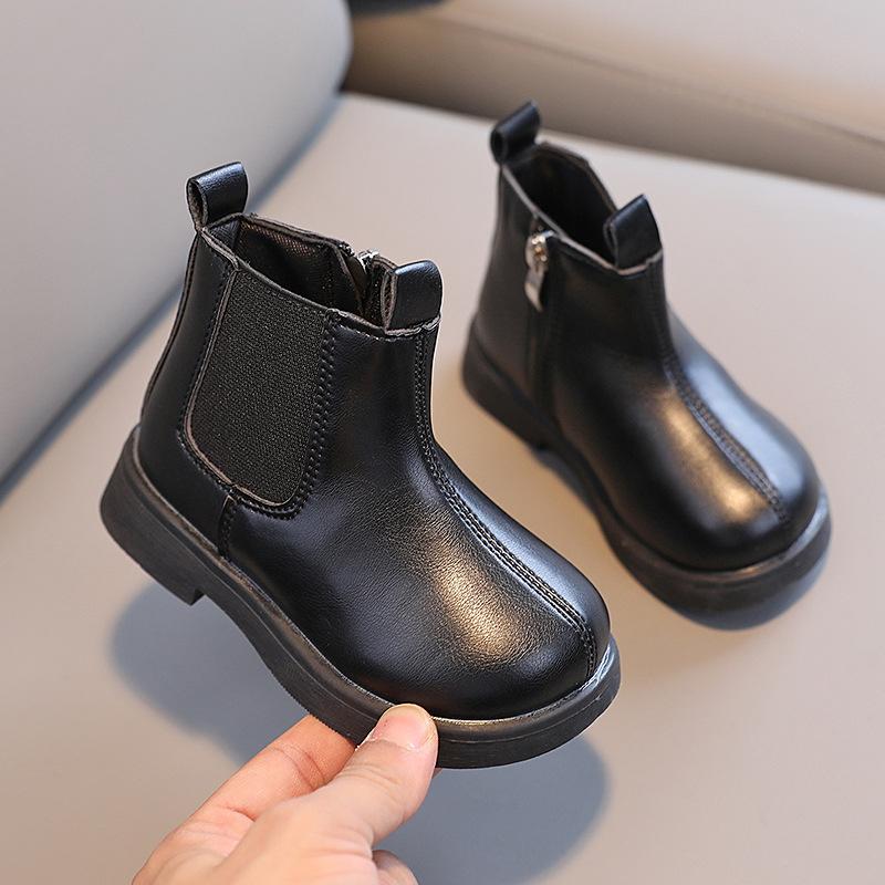 Kids Ankle Boots British Style Girls Short Boots Soild Color Autumn Children Leather Boots Versatile Non-slip