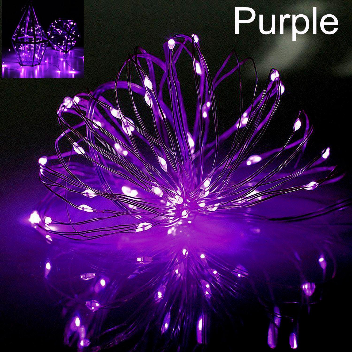 

1 м 4 м 6 м 7 м 8 м 9 м светодиодные гирлянды гирлянды на батарейках медный провод для рождественской вечеринки свадьба 4M фиолетовый