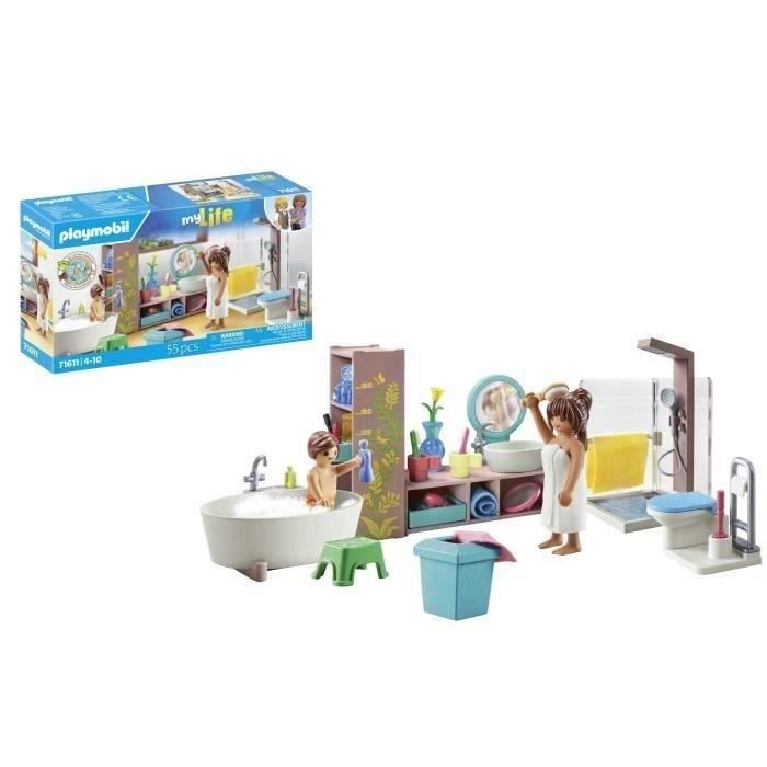 Playmobil 71611 salle de bains avec douche et baignoire, my life, maison d'architecte, 55 pièces, dès 4 ans