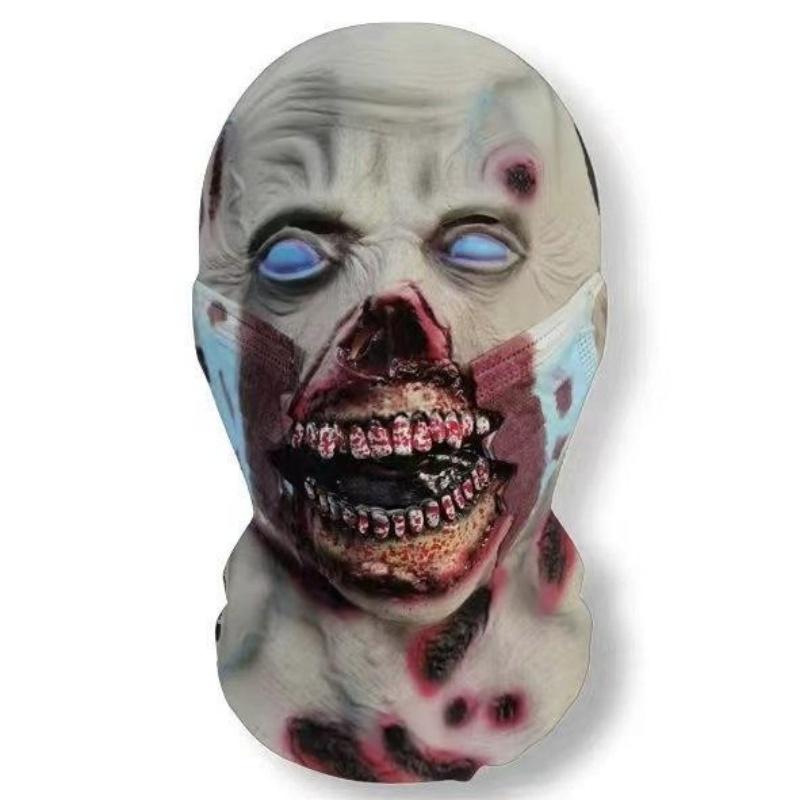 1Pcs Halloween Skull Mesh Printed Head Cover, Sun-Protective And Breathable Face Mask With Visibility, Festival Party Head Cover