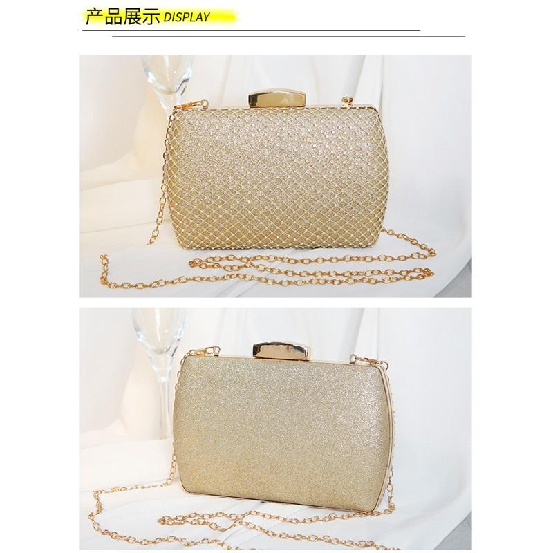 High-end Textured Square Hard Box Evening Clutch Sparkling Rhinestone Decor Chain Crossbody Handbag Women Formal Dress Purse For Banquet Wedding