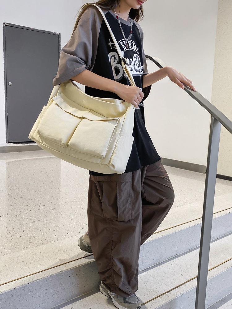 Women's Japanese Korean Style Canvas Messenger Bag - Versatile, Simple, Literary Shoulder/Crossbody Bag