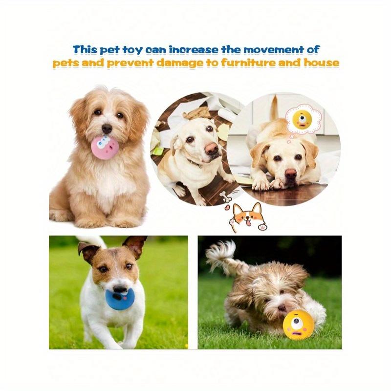 [For Small-Breed Dog] 1/3Pcs Dog Sounding Toy with Cute Big Eyeball Design, Pet Durable Rubber Chew Teeth Grinding and Cleaning Ball with Squeaky Dog