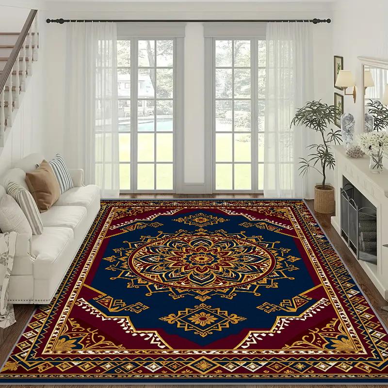 RAKKS Morocco Medallion Large Area Rug, Non-Slip Carpet for Living Room & Bedroom Kitchen, Door Mat, Sofa Bedside Mat Home Decor