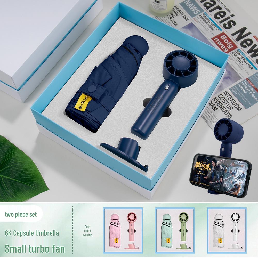 Summer Cool Fan & Umbrella Gift Set - Perfect Anniversary or Customer Appreciation Souvenir
