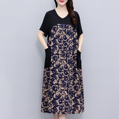 Eleganckie sukienki dla kobiet Plus Size Casual, luźne, z nadrukiem w stylu vintage, długie sukienki z rękawami, letnie ubrania