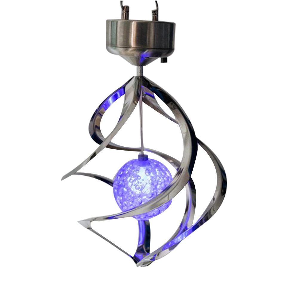 

Solar Power lights Wind Spinner LED Lamp Outdoor Hanging Wind Chime Light for Home Garden Lighting Decoration Silver#0