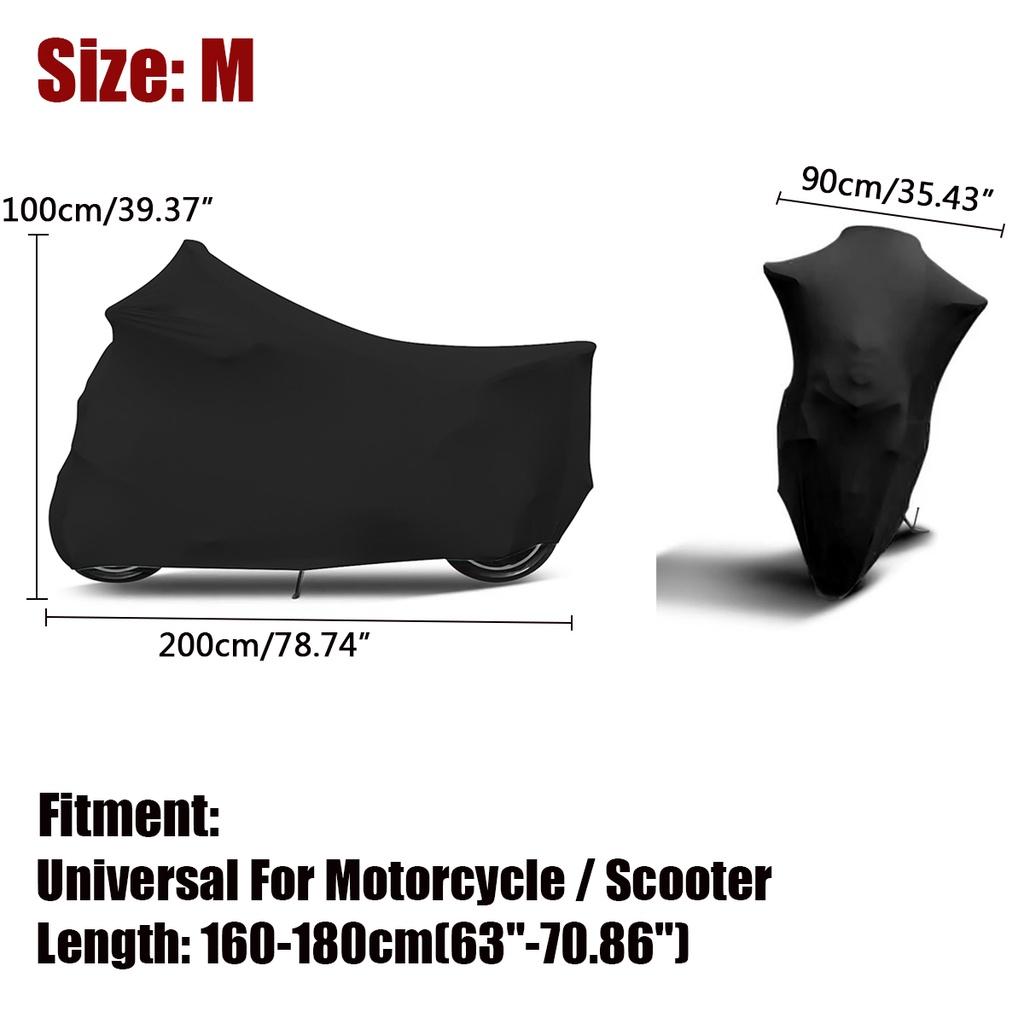 Bâche Pare-Soleil Anti-UV Anti-Poussière pour Moto Intérieur Extérieur Protection Tissu Élastique Noir M-3XL Housse pour Moto Scooter