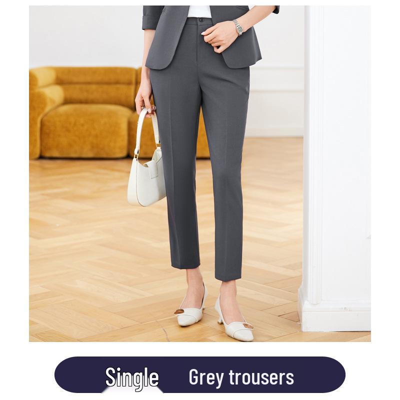 Women's Short Sleeve Black Blazer & Skirt Suit Set - Summer 2024 High-End Professional Workwear