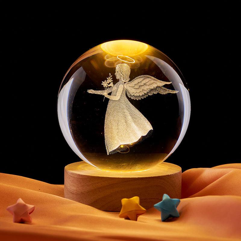 Flower Angel 3D Crystal Night Light Ornament - Creative Gift for Birthdays & Qixi Festival 1