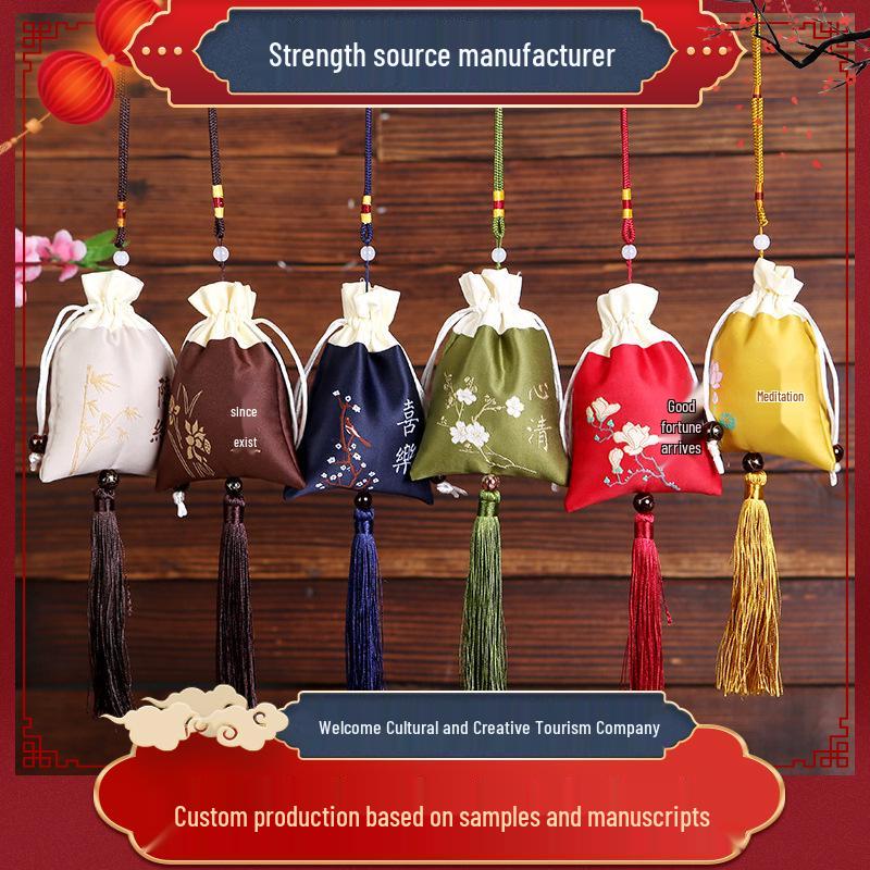 Embroidered Fabric Amulet Sachet Pouch - Carry-on Brocade Bag