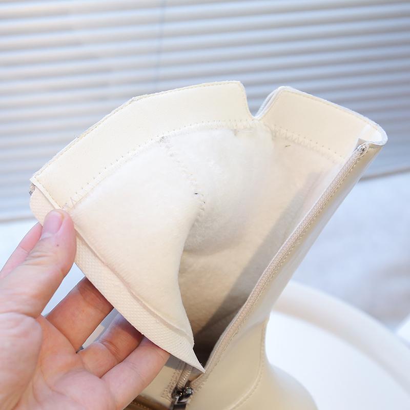 Fashion New Winter Girls Princess Cotton Boots Elegant Bowknot Children Causal Boots Fashion Black Versatile Kids Simple Mid-calf Boots