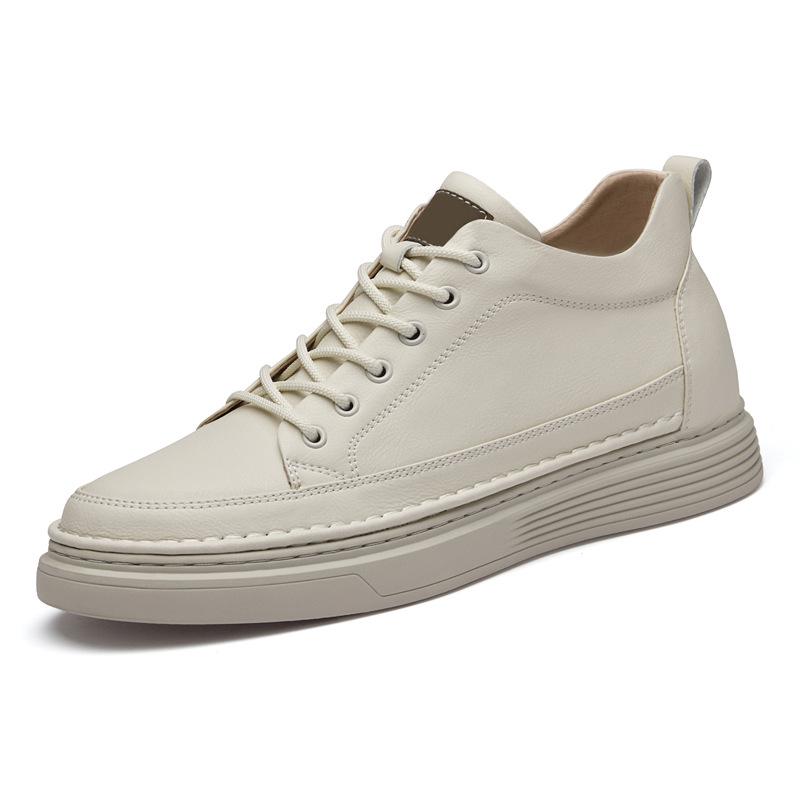 Men's Retro High-Top Shoes with Invisible 6CM Lift - Casual Autumn Trendy Mid-Top Board Sneakers