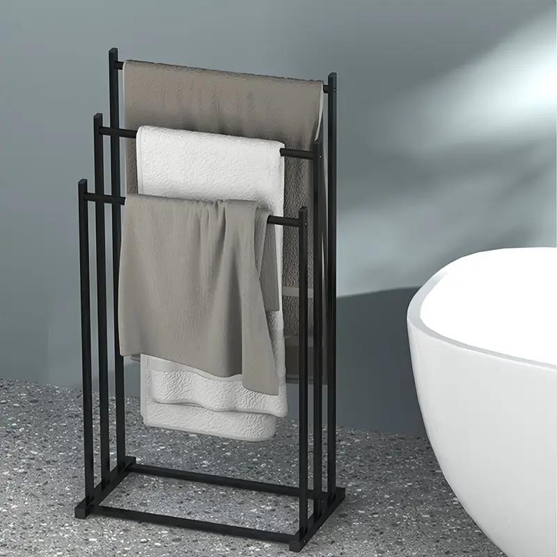 Towel Rack Bathroom Hanger Metal Standing Industrial Black