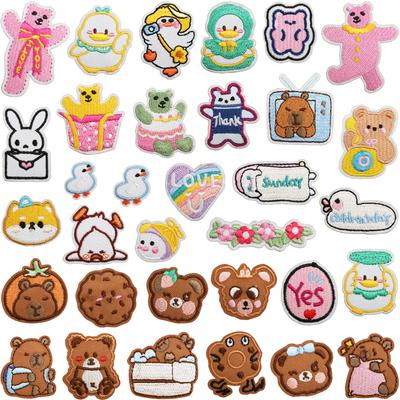 Korean Handmade Embroidery Cloth Sticker Bear Patch Sticker Clothes Decoration Cute Cartoon Duckling Cloth Sticker Computer Embroidery Label