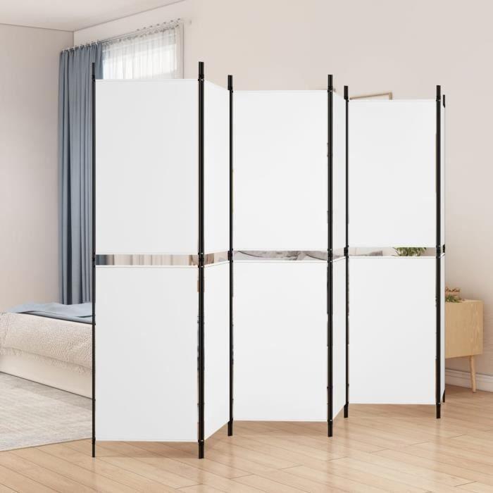 350222 vidaXL Cloison de séparation 6 panneaux Blanc 300x180 cm Tissu