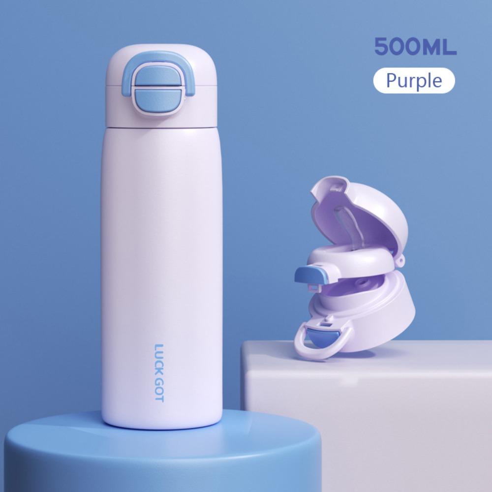 Portable 500ML Double Drink Vacuum Flasks 316 Stainless Steel With Straw Thermal Mug Leak-proof Double Drink Water Bottle Water