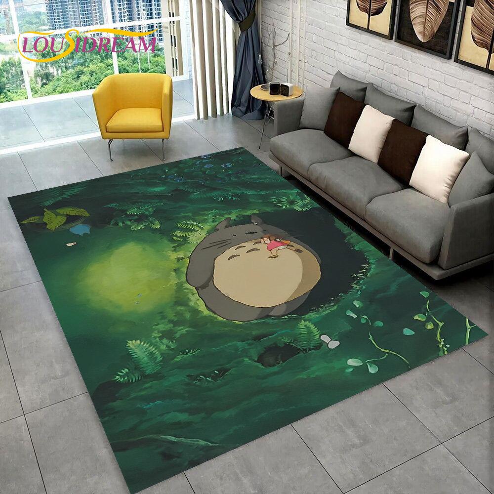 Cartoon My Neighbor T-Totoro Anime Area Rug,Carpet Rug for Living Room Bedroom Sofa Doormat Decoration,Kid Non-slip Floor Mat 3D