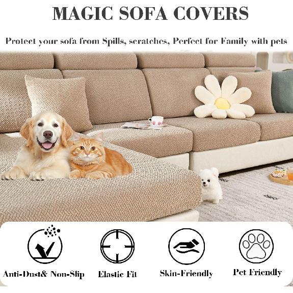 Sectional Couch Covers Couch Cushion Covers for Sectional Sofa L Shape Sofa Covers Washable Universal Stretch Sofa Slipcovers Soft,Anti