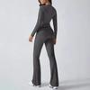 AYJ24T888 Women's Fashion Slim Fit Solid Color Tracksuit - Short Sleeve, Long Pants, Spring/Summer Collection