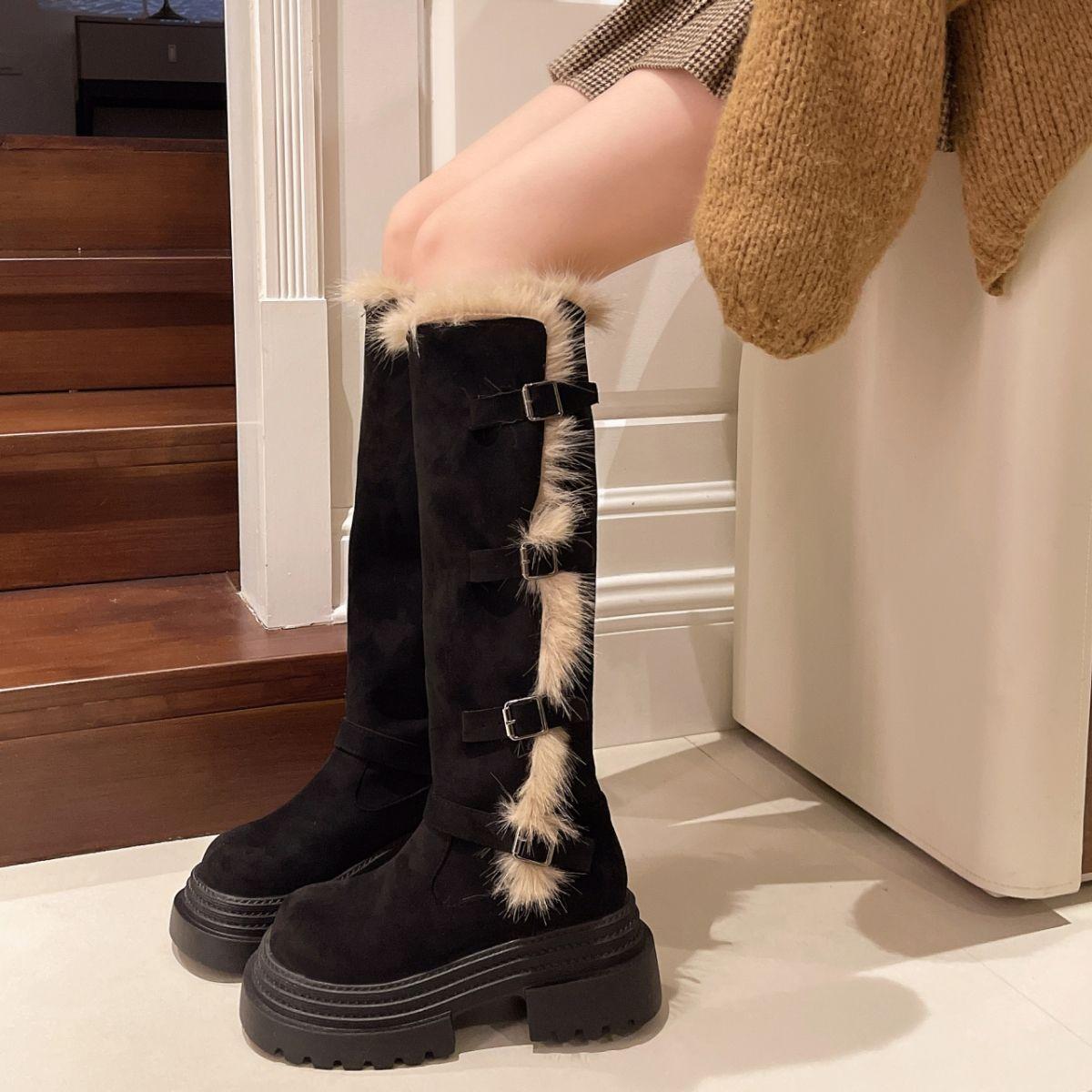 

Women s Large Size Soft Elastic Winter Warm Cold Padded Snow Boots Non-slip Wear Outdoor Leisure Sports Long Martin Boots 40