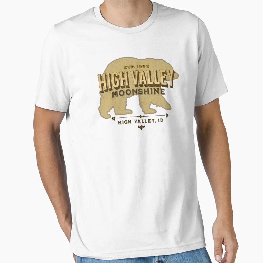 High Valley Moonshine T Shirt Essential Vintage Stretched Unisex Designer Clothes Comfortable Breathable