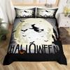 Kids Pumpkin Lantern Duvet Cover Set Twin King Halloween Bedding Set Microfiber Witch Mystery Graveyard Printt Comforter Cover