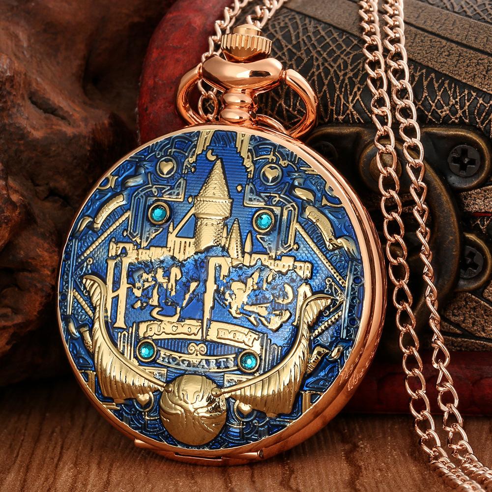 Castle Commemorative Gift Quartz Movement Large Pocket Watch