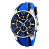 Men's Casual Sports Watch Blue Silicone Big Face Chronograph Waterproof Analog Quartz
